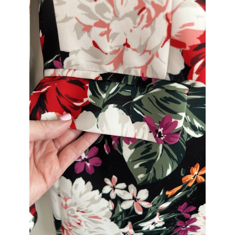 ALEXIA ADMOR Bold Floral Peonies Scuba Stretch Blazer Jacket - Picture 4 of 14